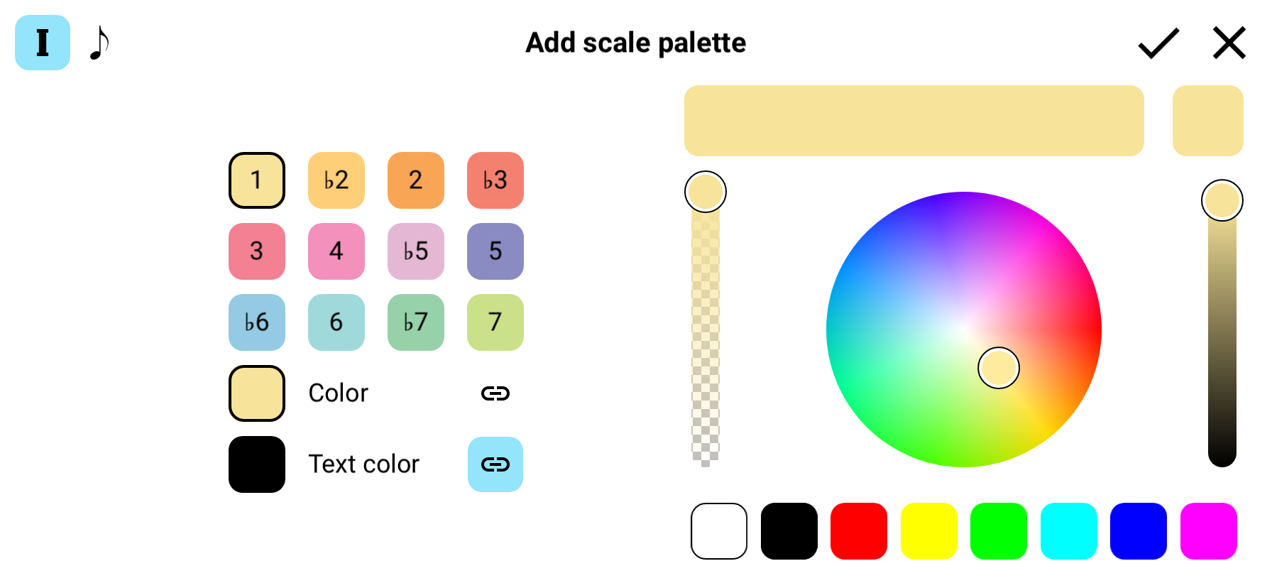 Custom scale palette editor