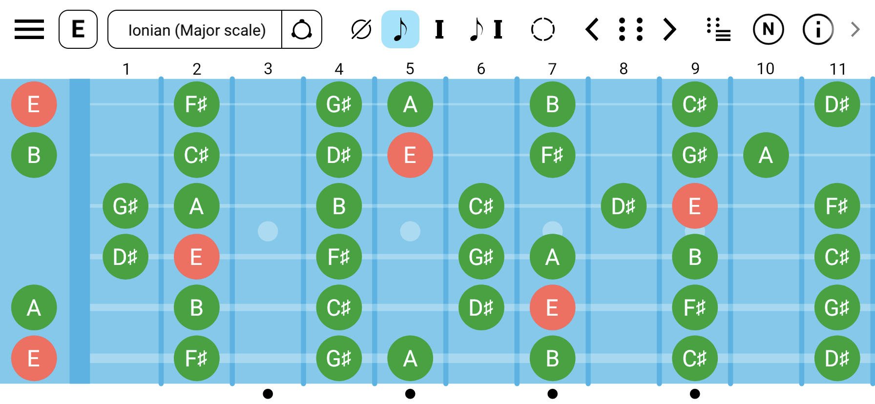 Guitar Fretboard: Scales app main screen